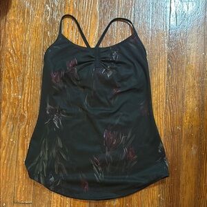 Lululemon Athletica Black Fitted Camisole Top with floral print